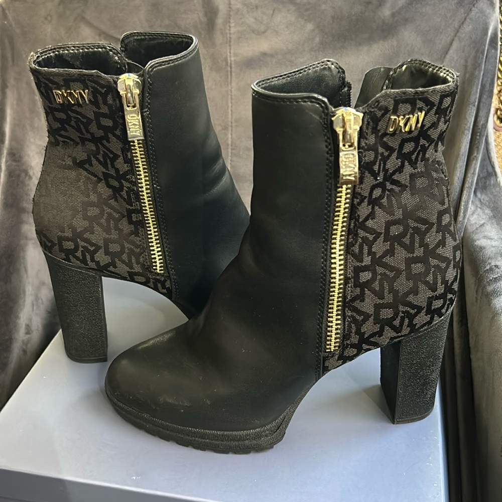 Black DKNY heeled boots